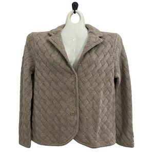 Talbots Merino Wool basket weave blazer style sweater
